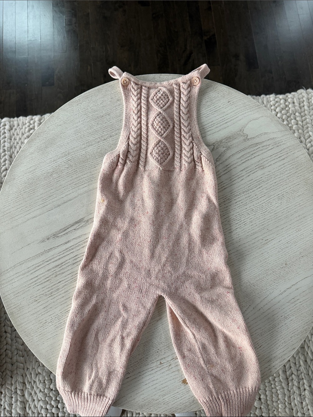 Jamie Kay Pink Knit Baby Romper with Cable Detail